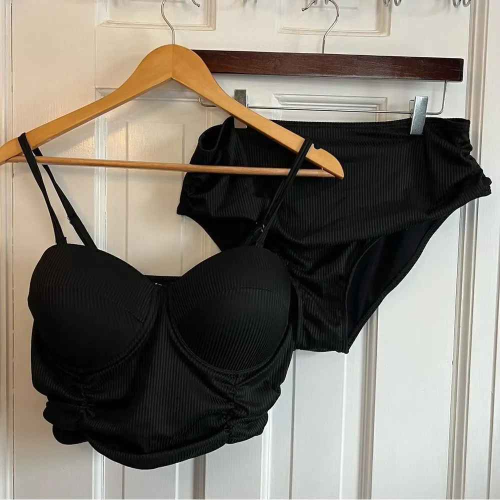 SHEIN Chic Black Two-Piece Push-up Swimsuit